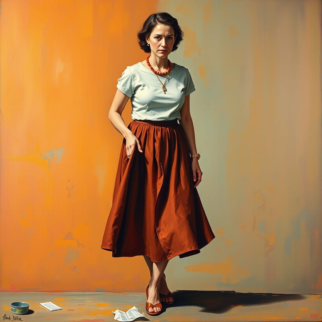 Mother in Quiet Confidence, with a Hint of Sternness, in a D...