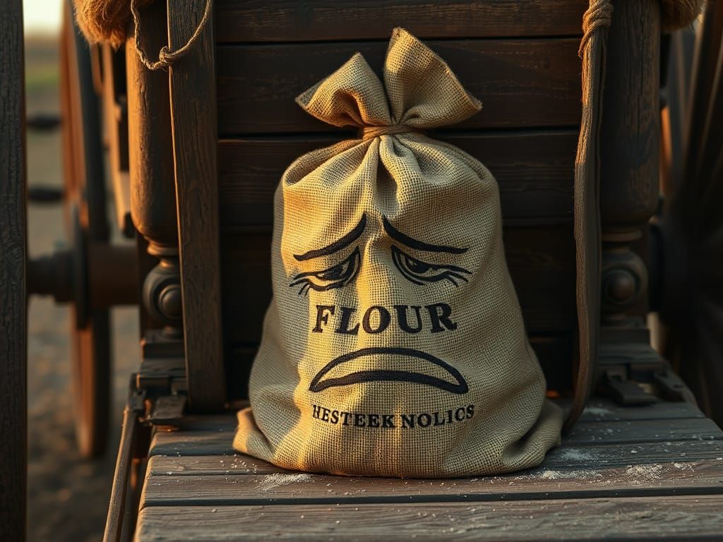 Mournful Flour Sack Amidst the Old West