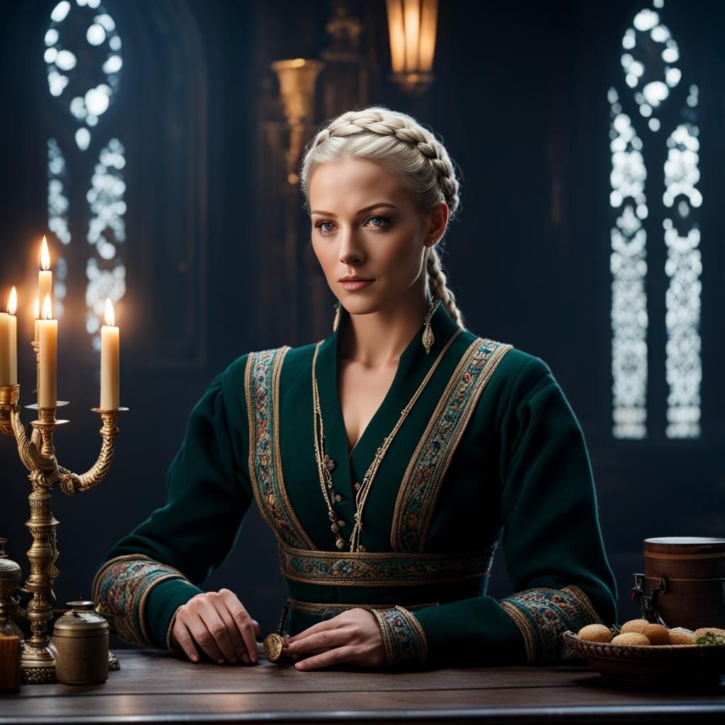 Female Slytherin Student with Nordic Braid