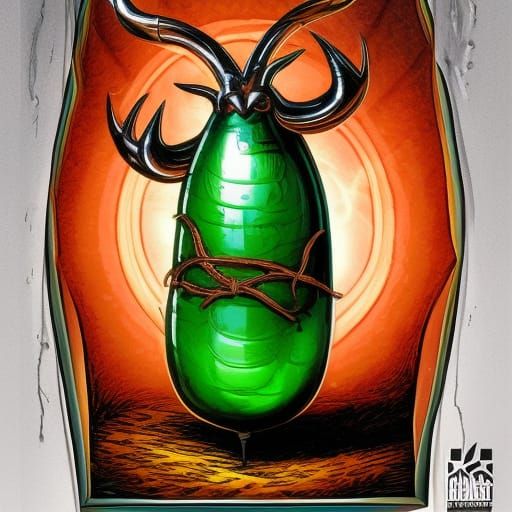 Giant glass pickle with horns