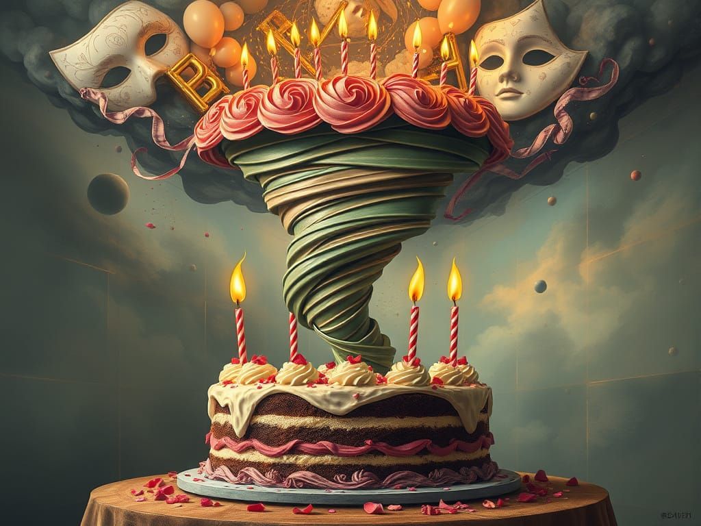 Dramatic Birthday Scene in a Tornado