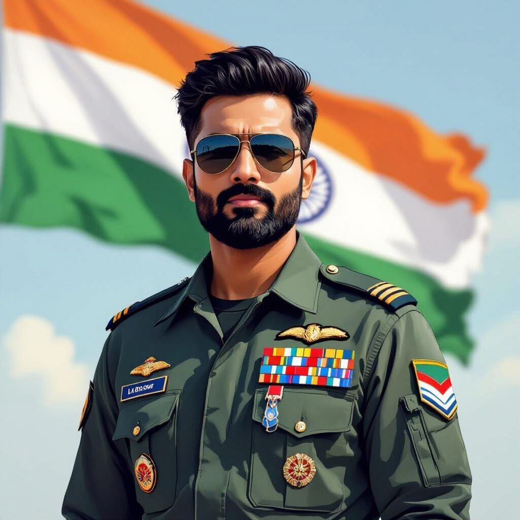 Proud Indian Airforce Pilot in Uniform