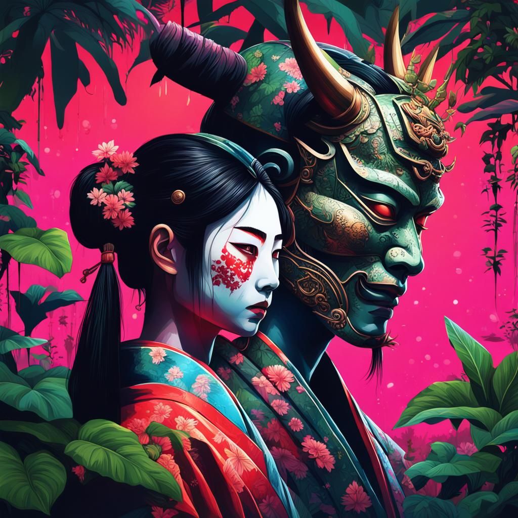 Samurai, Geisha in Post-Apocalyptic Neon Jungle