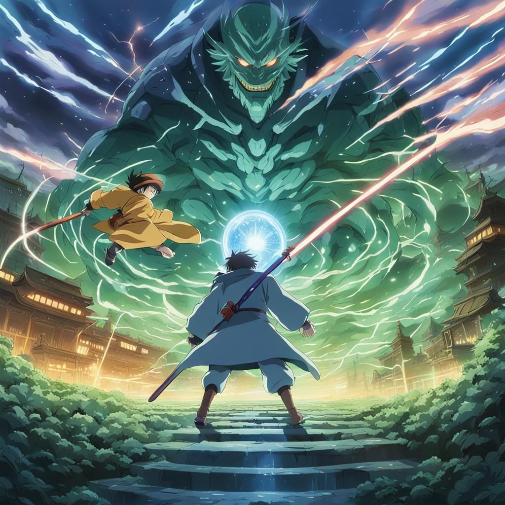 Anime Villains Clash: Epic Battle in Ghibli Style