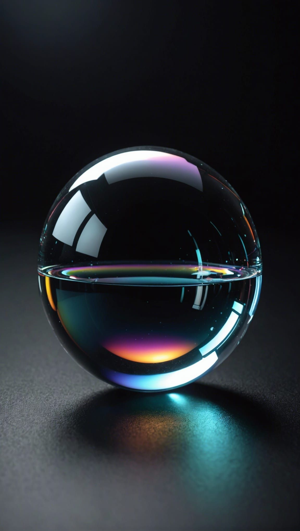 Floating Iridescent Glass Sphere in 3D