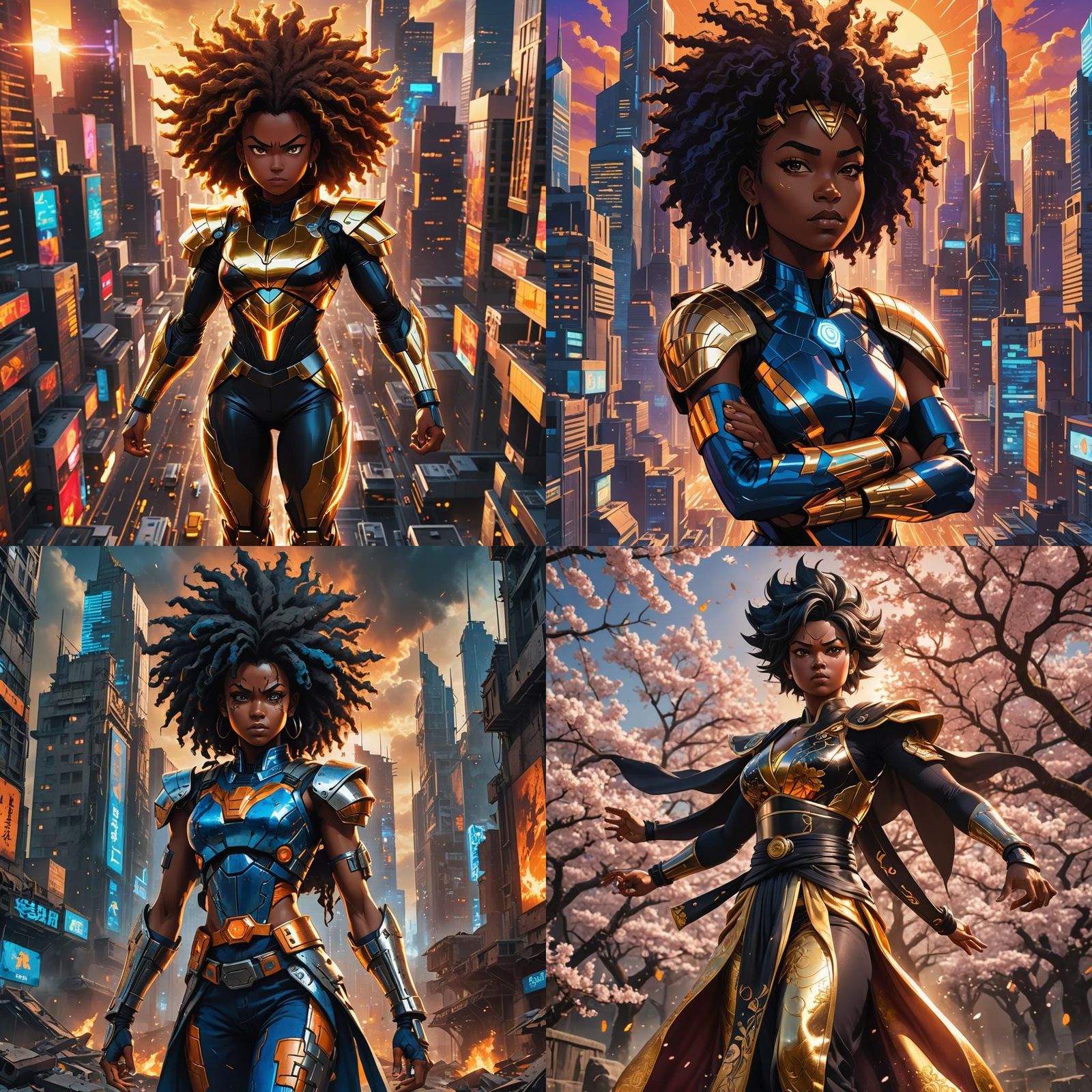 Black Woman Super Saiyan Queen in Anime Style