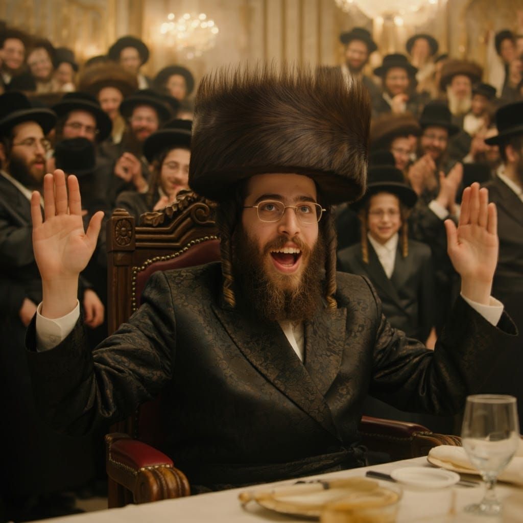 Regal Hasidic Leader Celebrates in Grand 19th-Century Hall