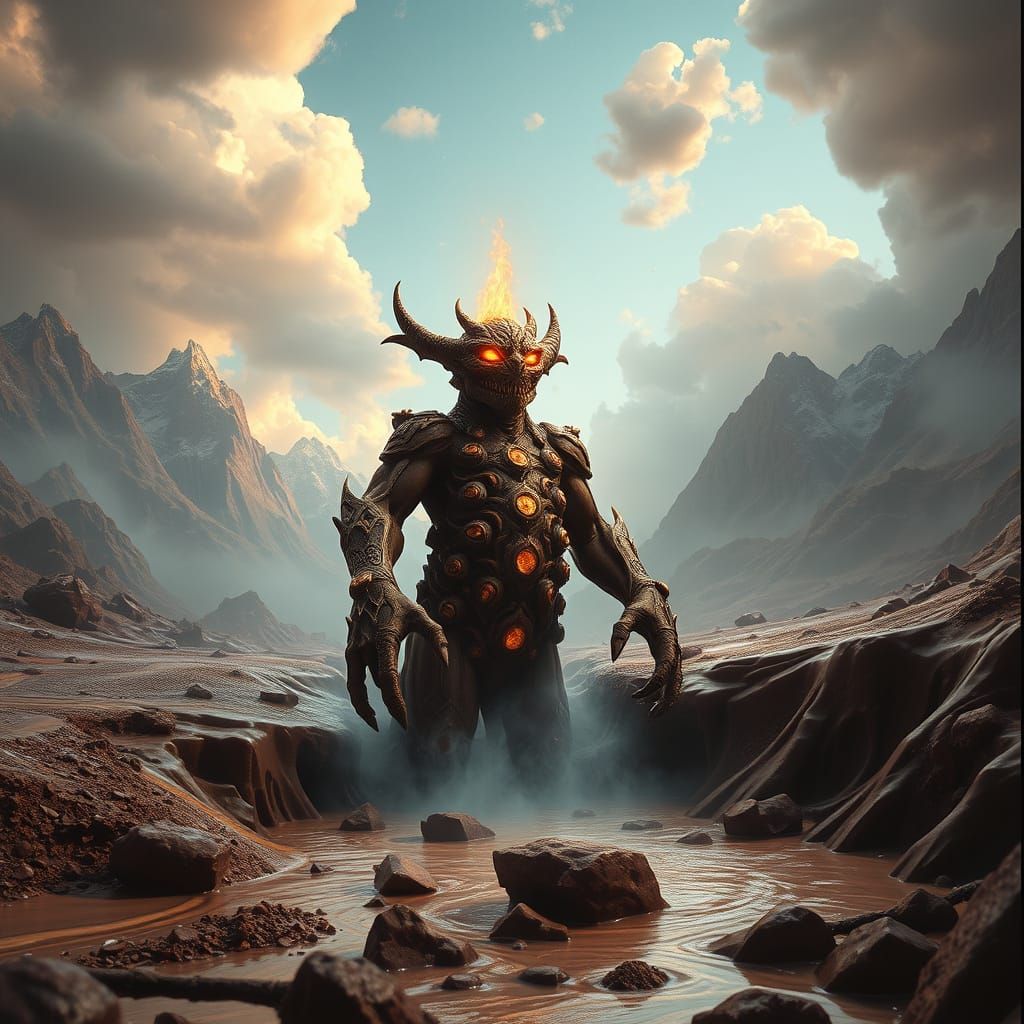 Chocolate Golem Rising: A Cinematic Fantasy Scene