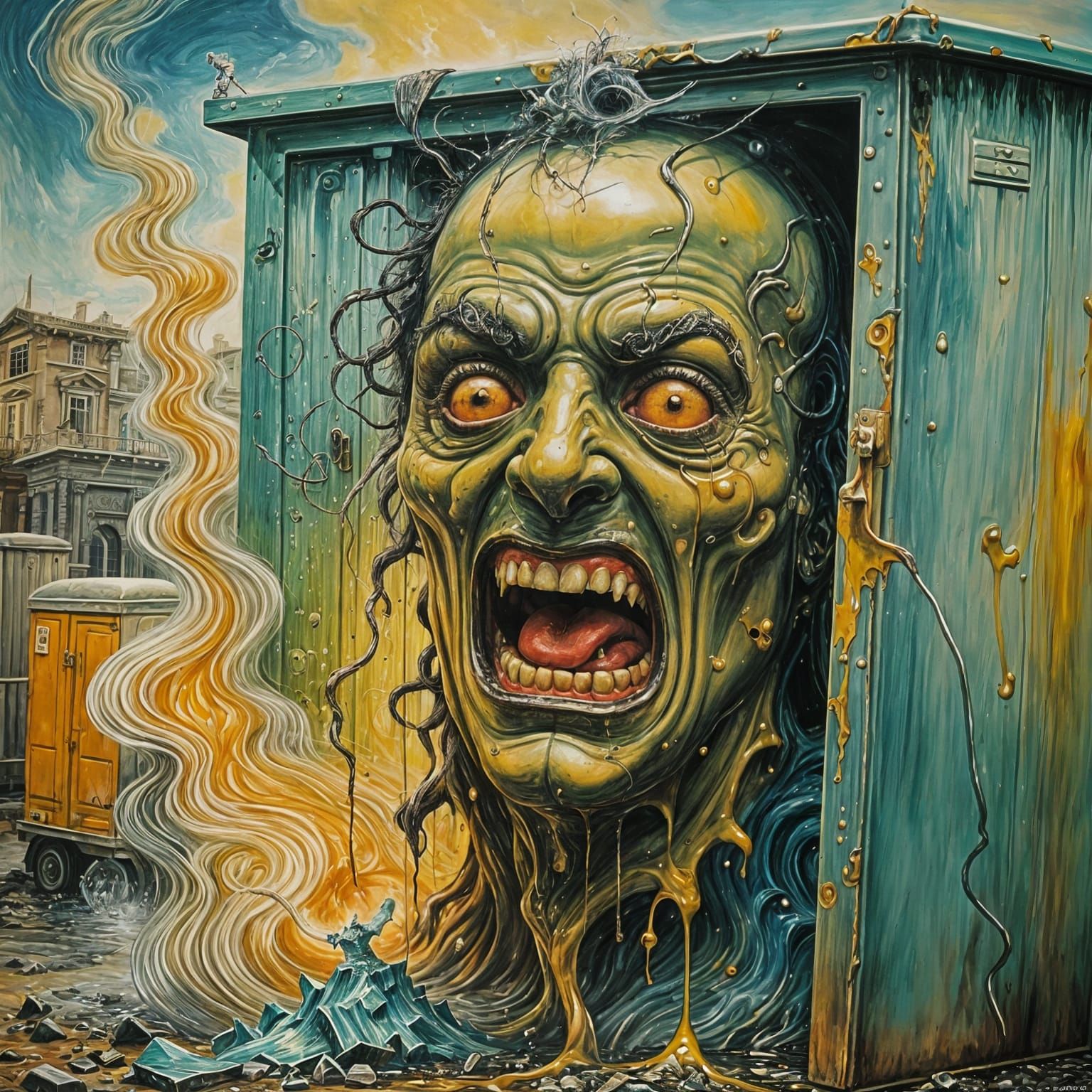 Porta-Potty's Surreal Revenge: A Dali-esque Vision