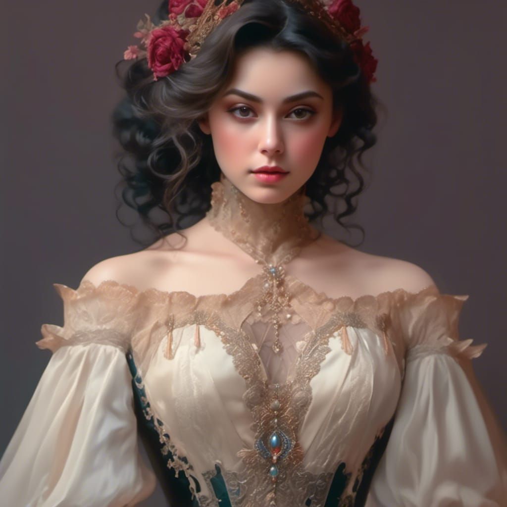 Rococo Lady in Leather and Lace Portrait
