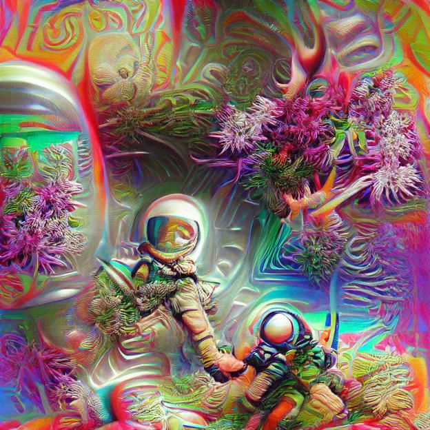 Astronaut weed maximalist psychedelic 8K 3D