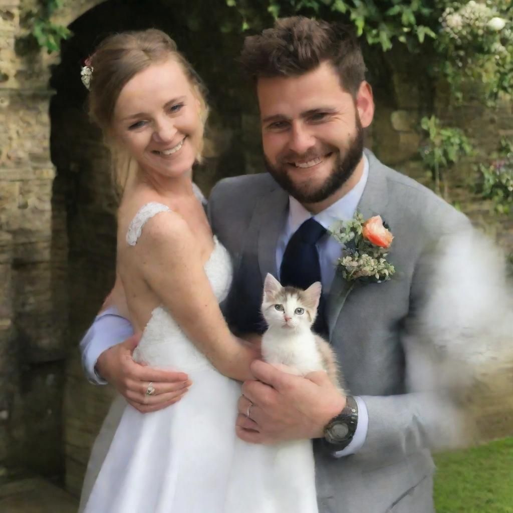 Belper: Newlyweds adopt kitten found trapped at wedding