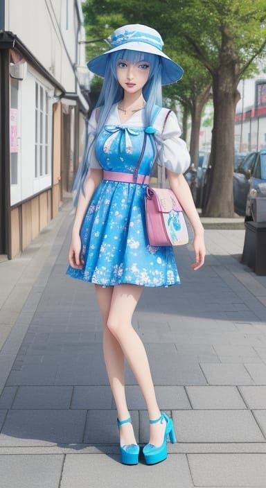 Cat Woman in Mori Kei Fashion Sketch