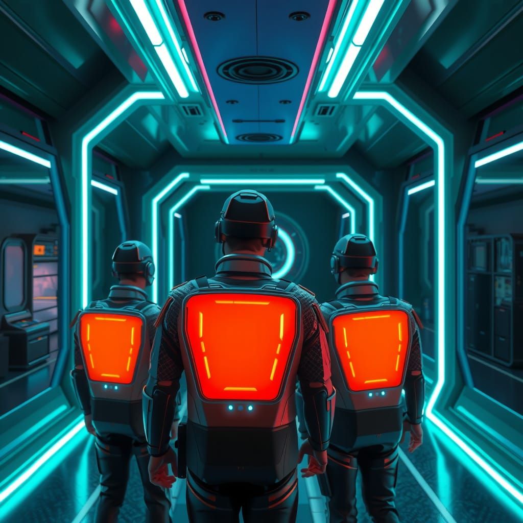 Futuristic Escape Room with Holograms in Cyberpunk Style
