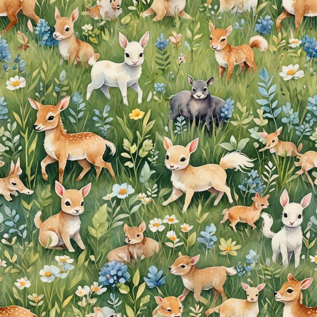 Adorable Baby Animals Play in Dreamy Meadow