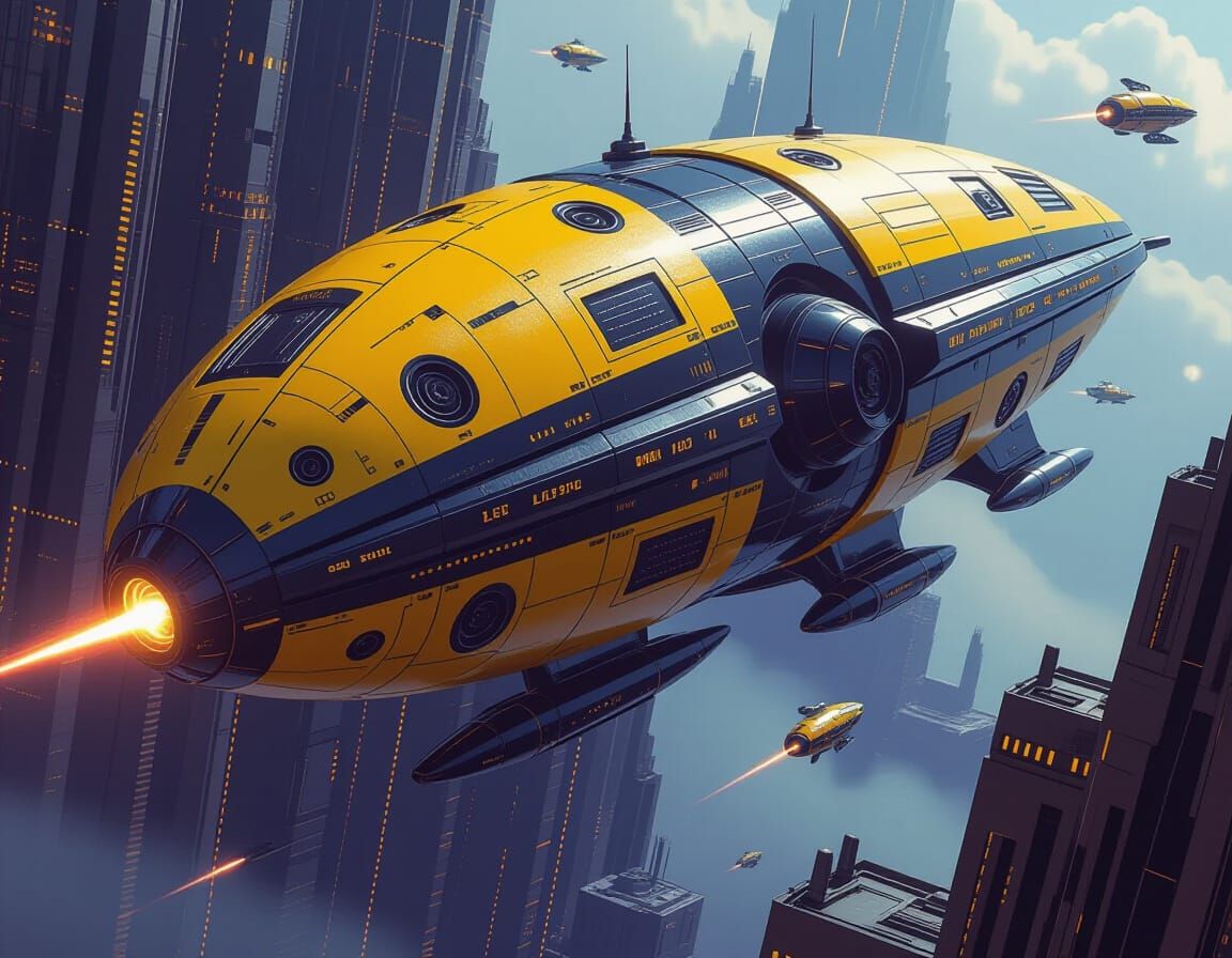 Intricate Jellyfish Battleship in Space Opera Style