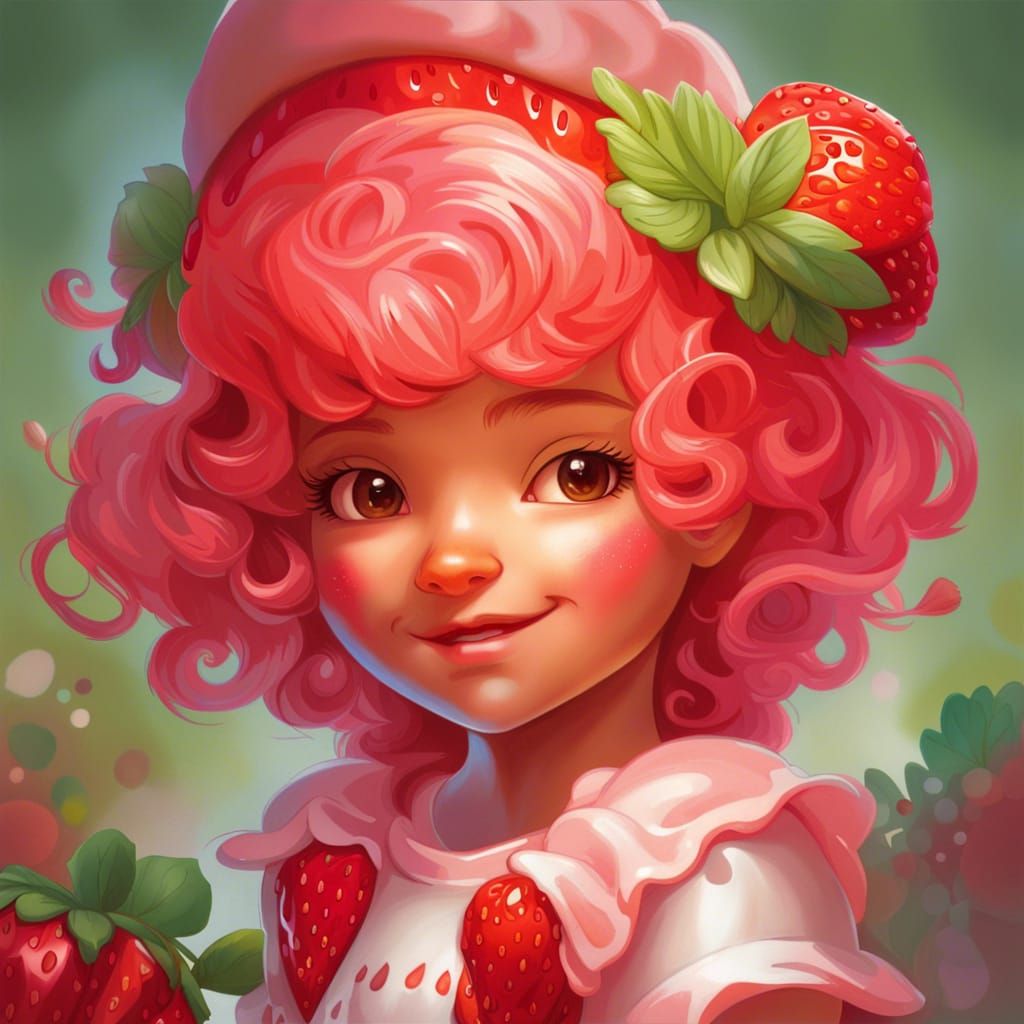 Strawberry Shortcake Portrait in Art Nouveau Style