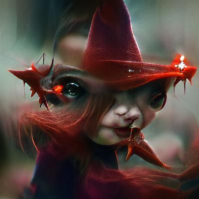 Sinister Little Red Witch in Dark Fantasy Style