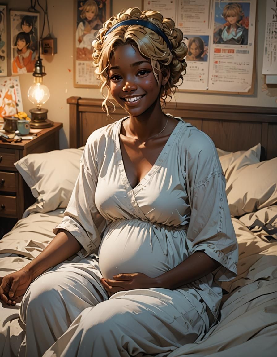 Pregnant Woman Portrait in Anime Style