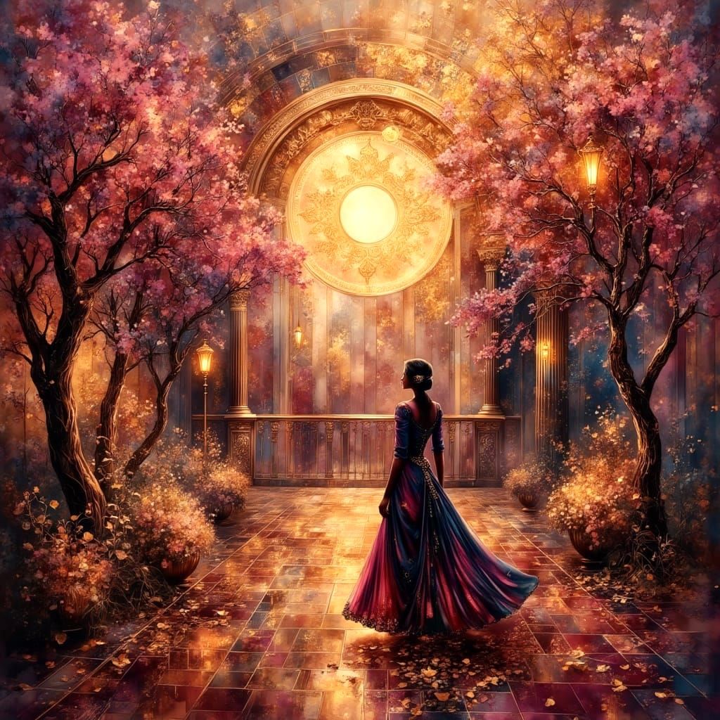 Luminous Portrait with Mosaics and Jewel Tones