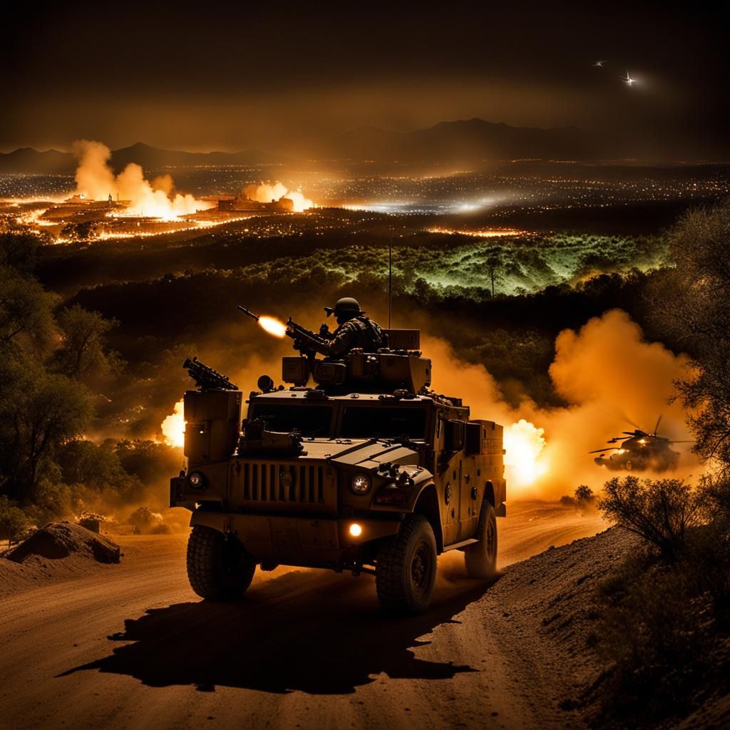 Mexican Military Base Under Siege at Night