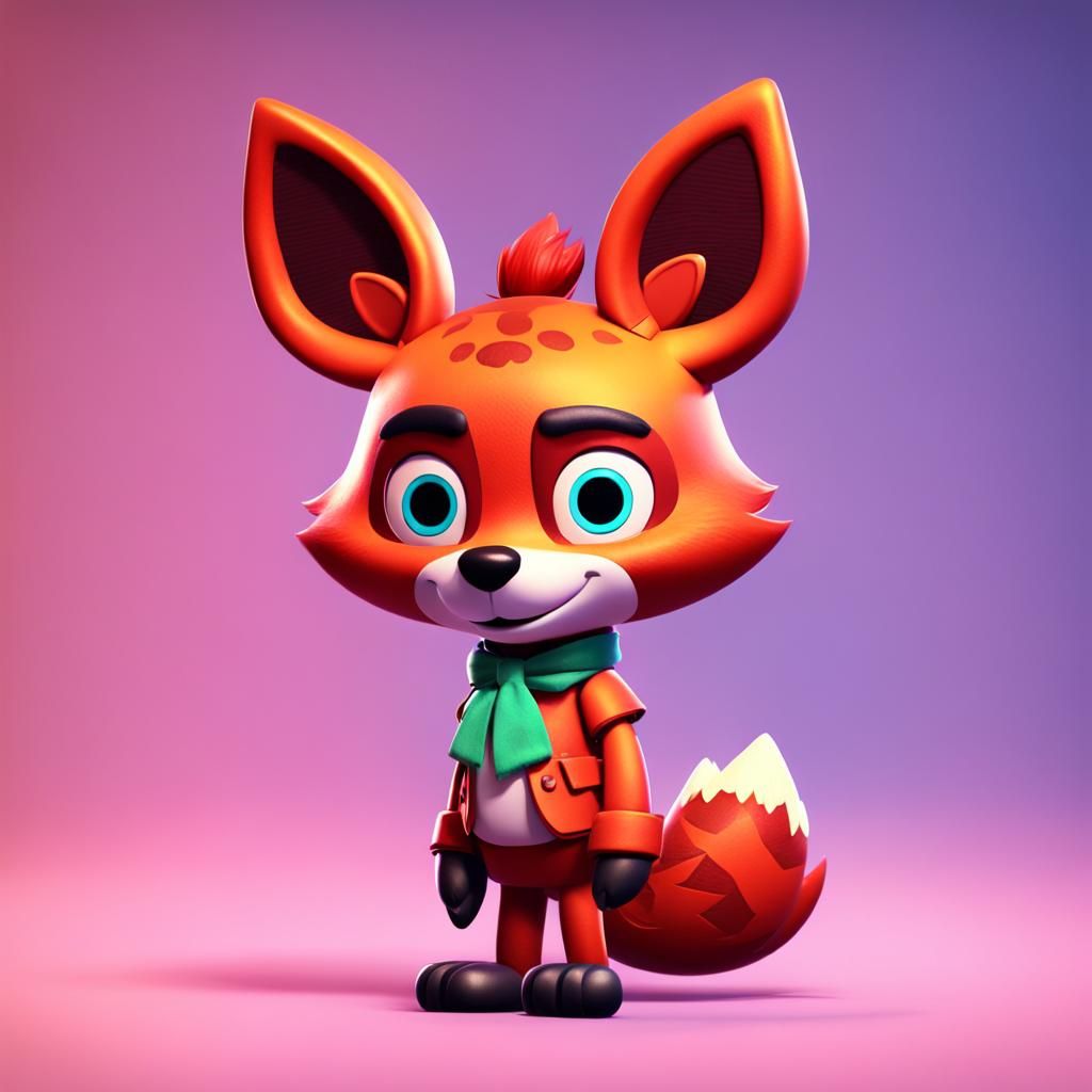 Foxy in Animal Crossing Style as 3D Art