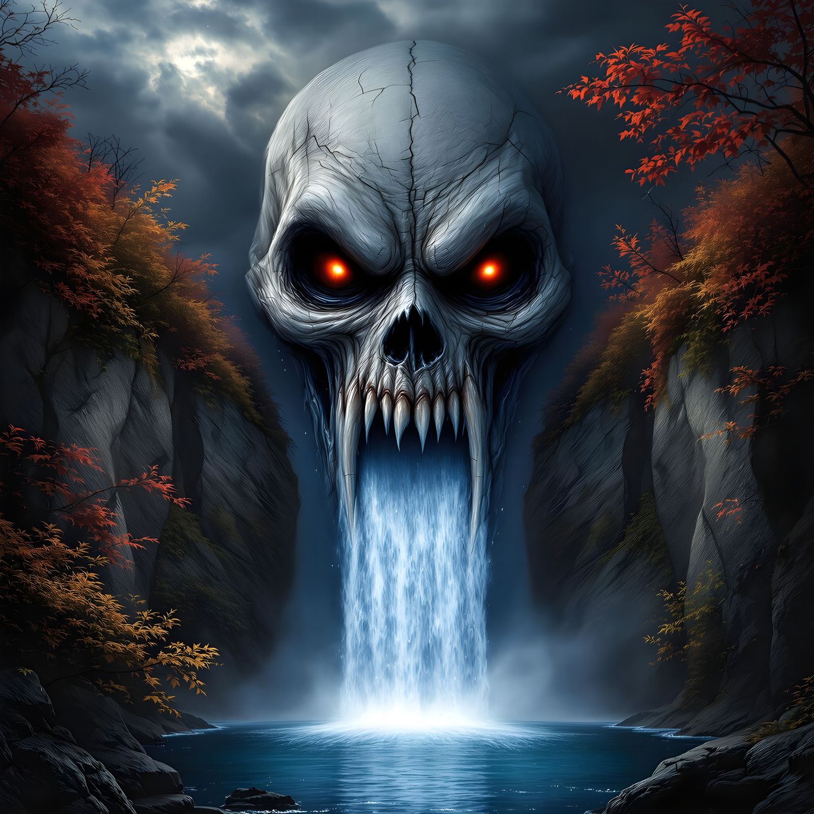 Monstrous Face Merging With Eerily Beautiful Nature