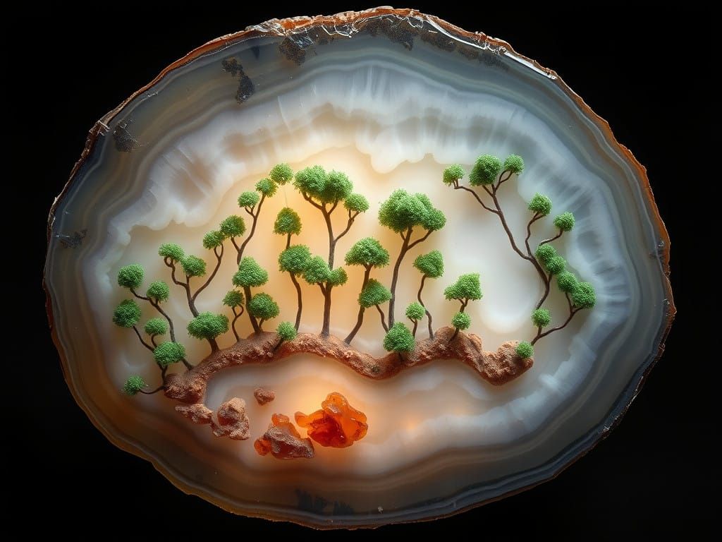 Gemstone Landscape Unfolds in Intricate Agate