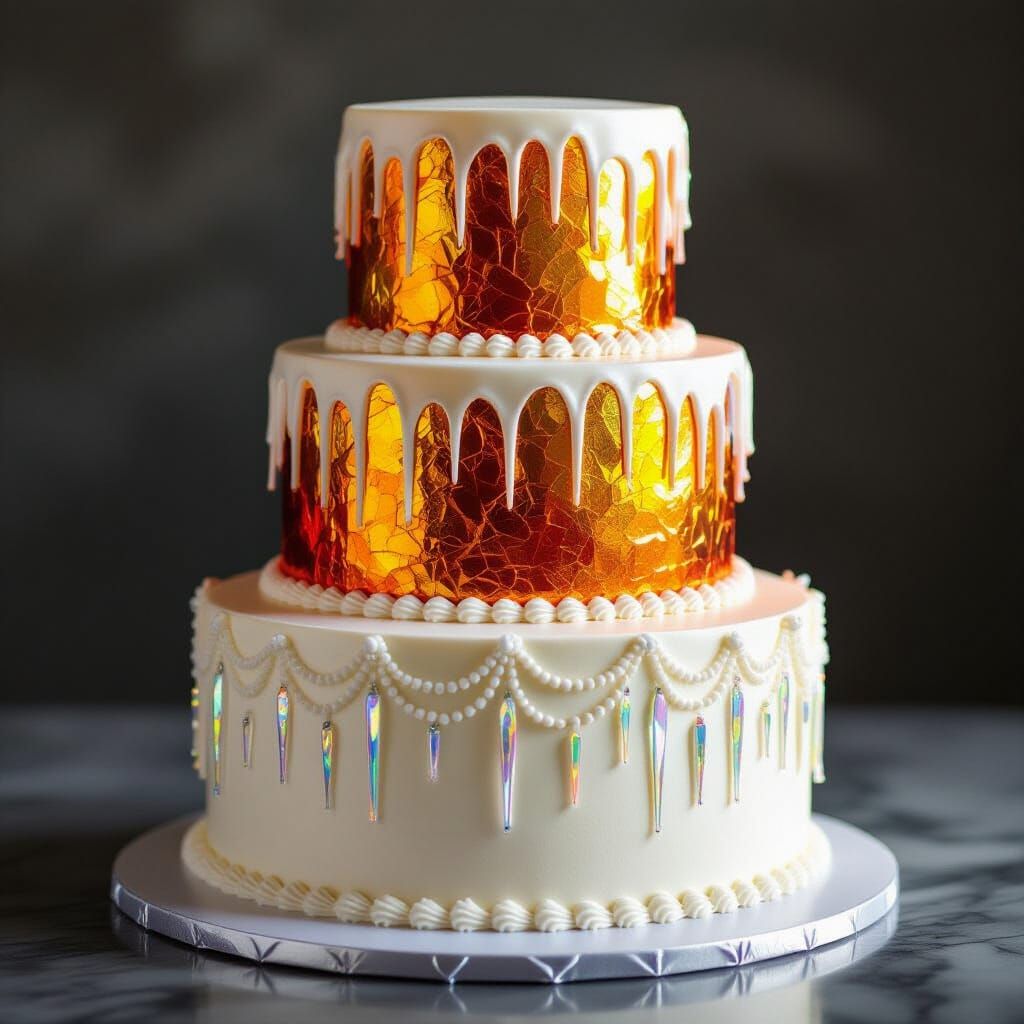 Dichroic Fire and Ice Cake Photography