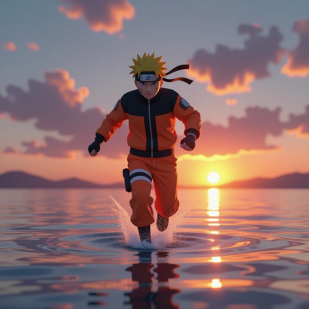 Naruto Uzumaki Runs on Water: Anime Style