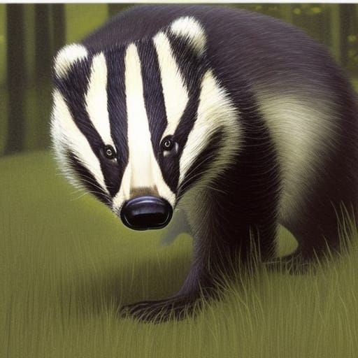 Hyperrealistic Badger Portrait with Detailed Background