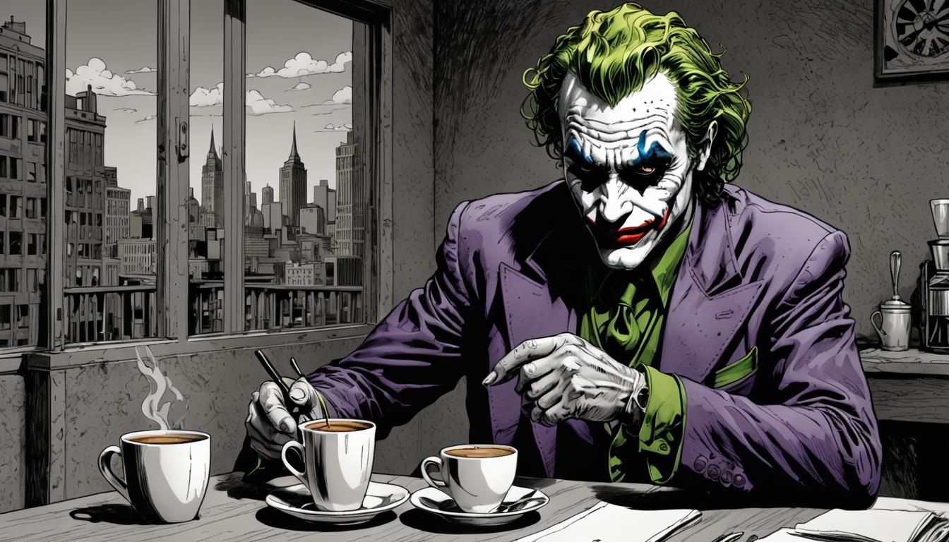 The Joker's Rough Morning: A DC Comics Inked Drawing