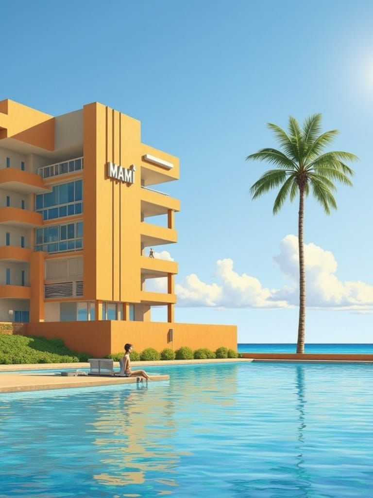 Luxurious Miami Landscape with Art Deco Style