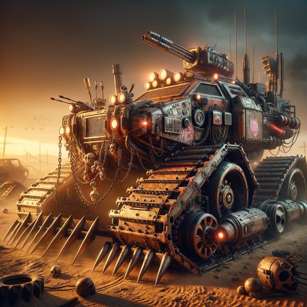 Rugged Retro-Future Tank in Post-Apocalyptic Wasteland