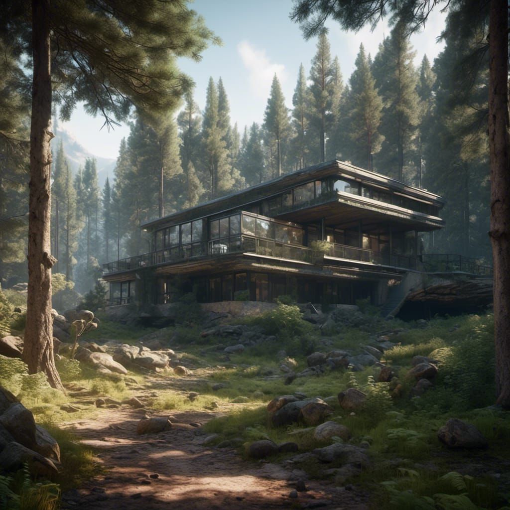 Military Compound in Evergreen Forest: 3D Game Cinematic