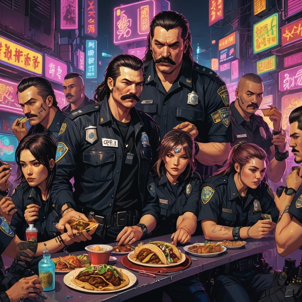 Night City Cops in Cyberpunk Anime Style