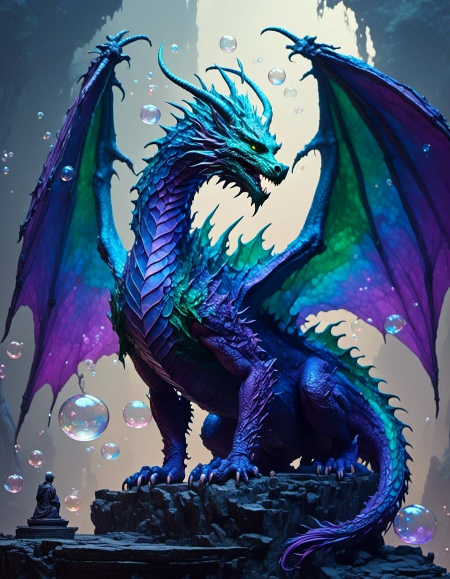 Fantasy Bubble Dragon with Volumetric Lighting