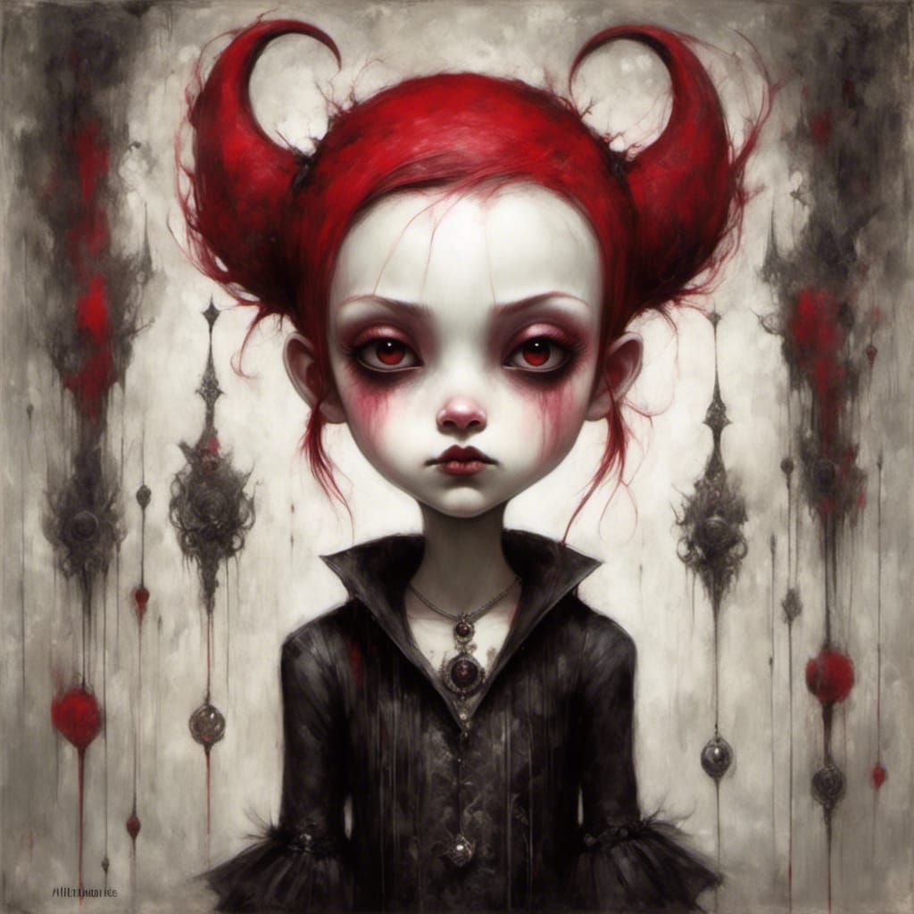 Goth Punk Girl in Art Brut Style