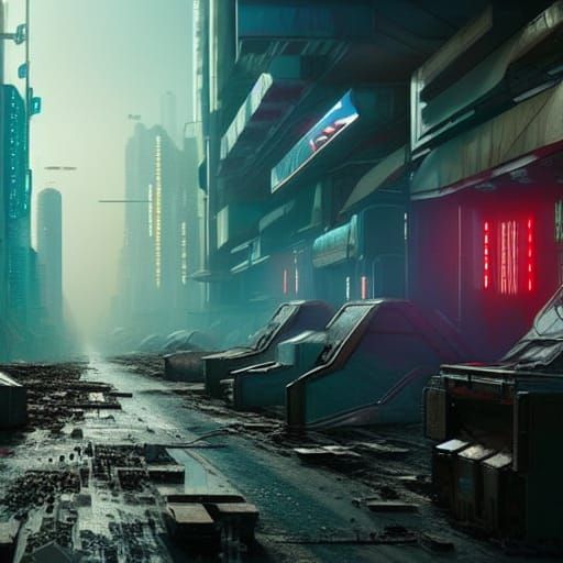 Cyberpunk Biopunk Cityscape in Hyperrealism