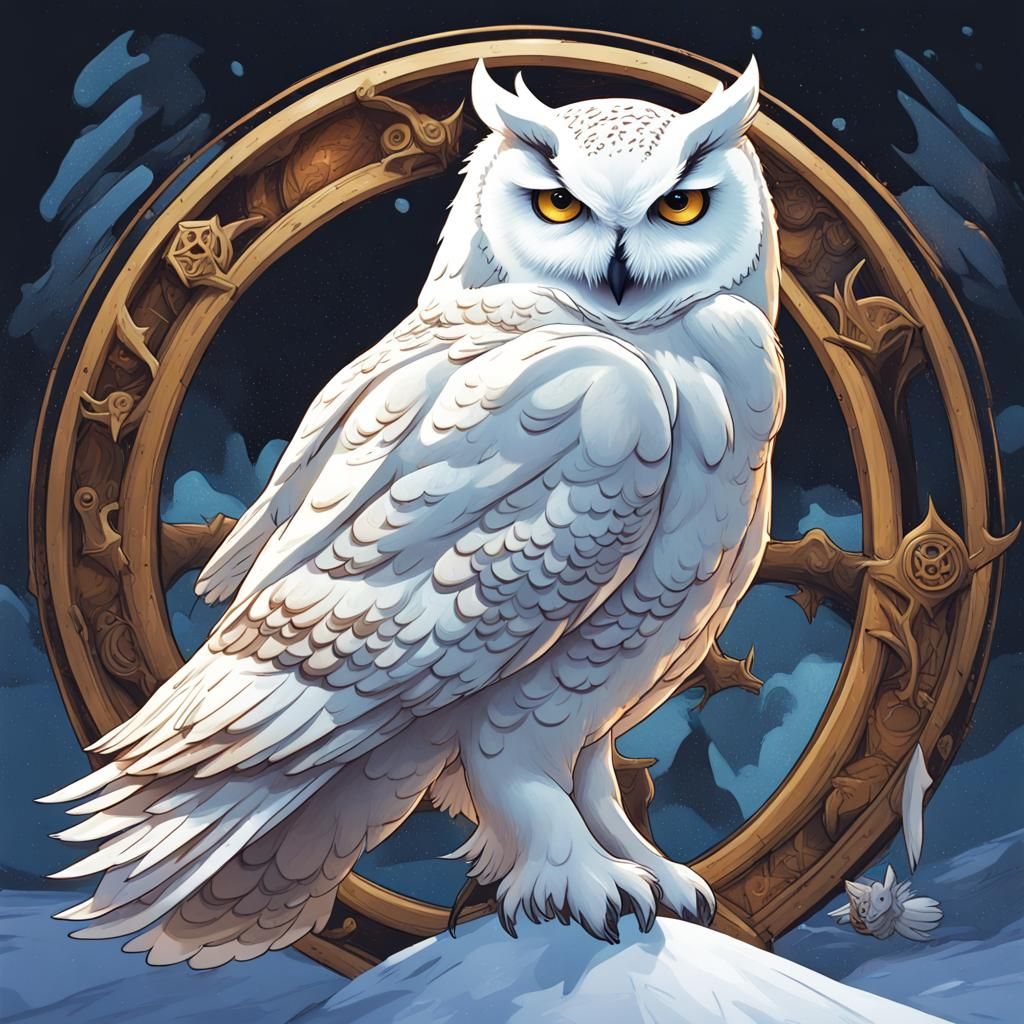 Anime Owl Delivers Hogwarts Letter in Abstract Art
