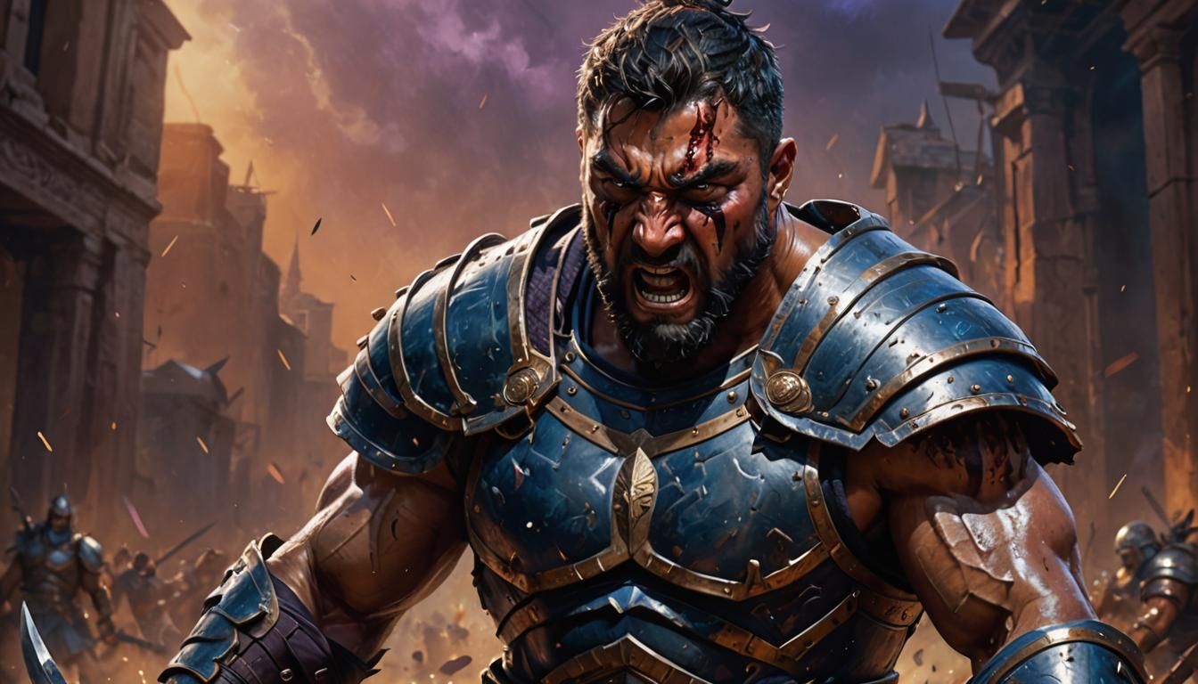 Fierce Gladiator Concept Art with Intricate Details