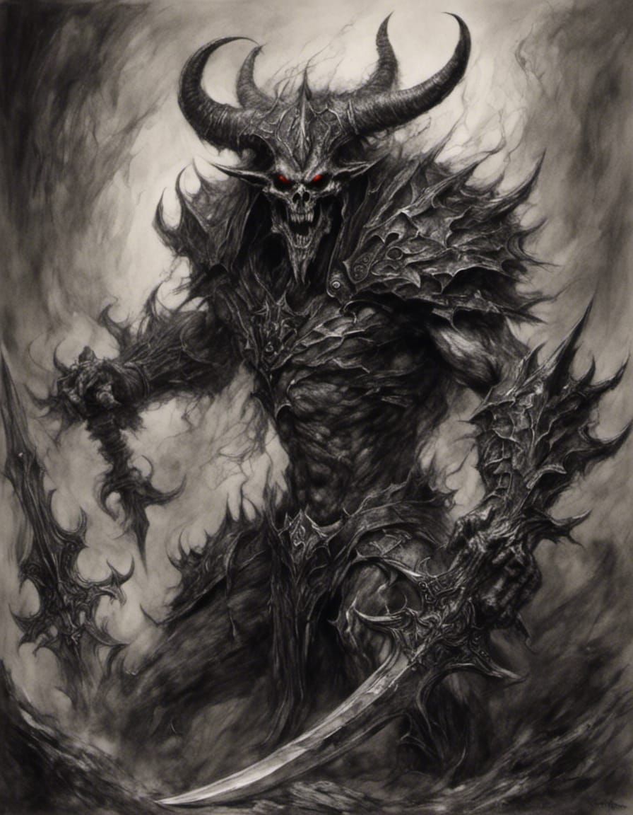 Sinister Ice Demon in Charcoal Style