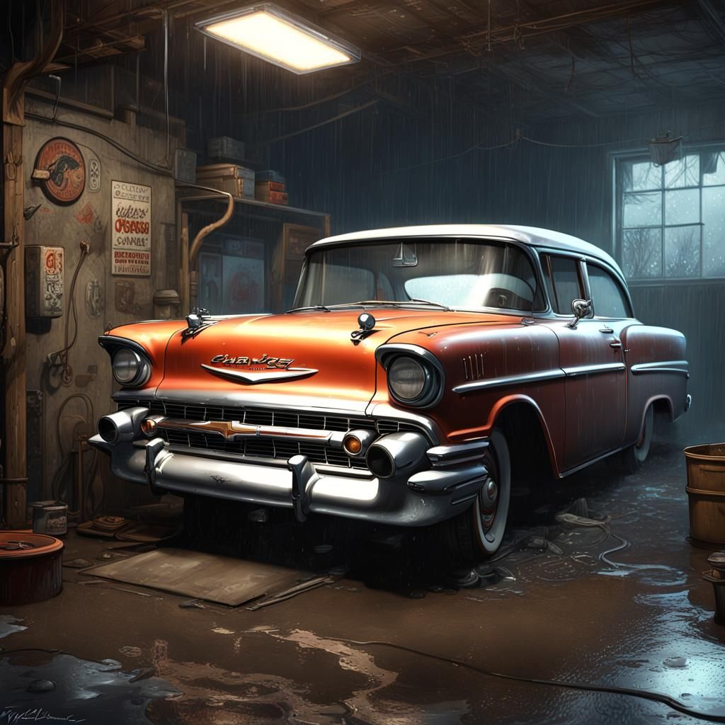 Gritty 1957 Chevy in Dusty, Urban Garage