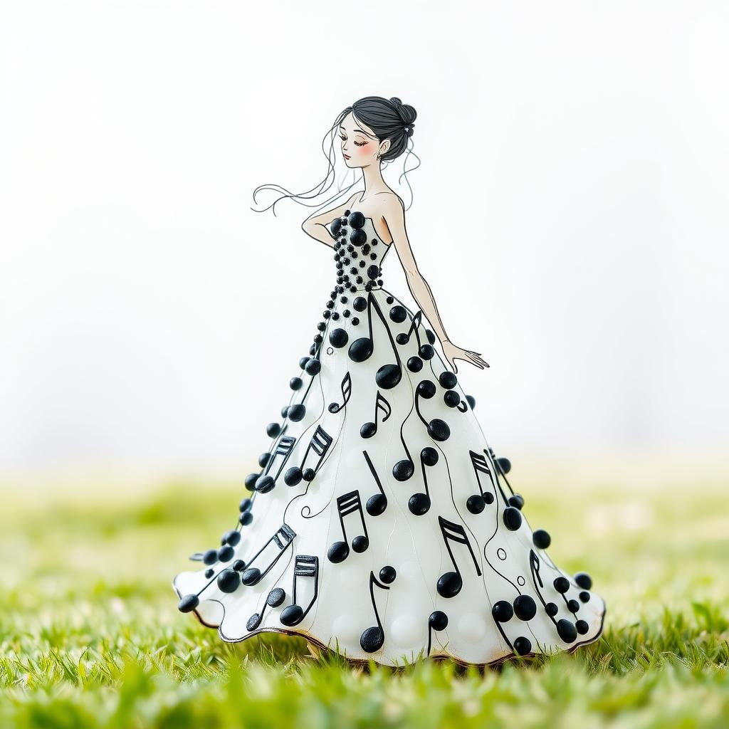 Girl in Gown of Glass Music Notes