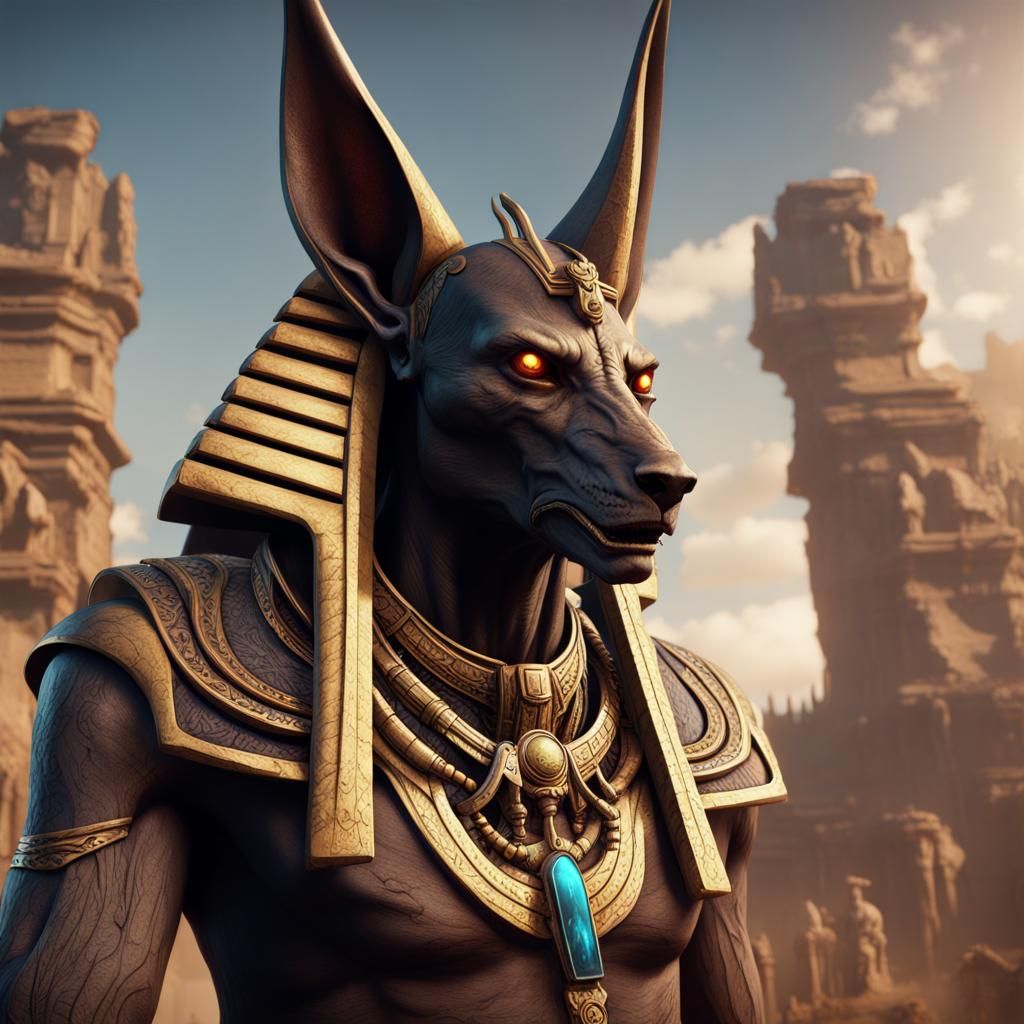 Zombie Anubis God in Detailed Matte Painting
