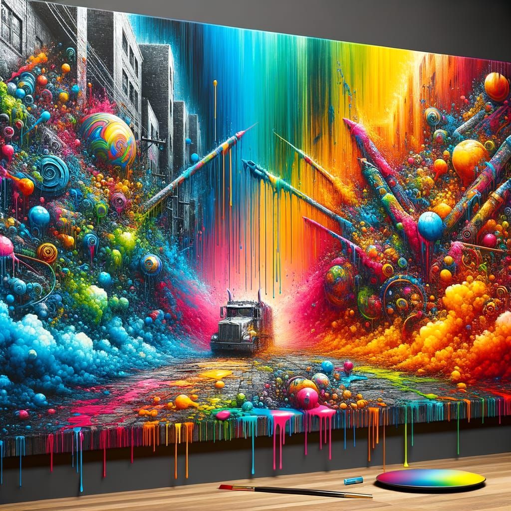 Polychromatic Graffiti Street Art in High Contrast