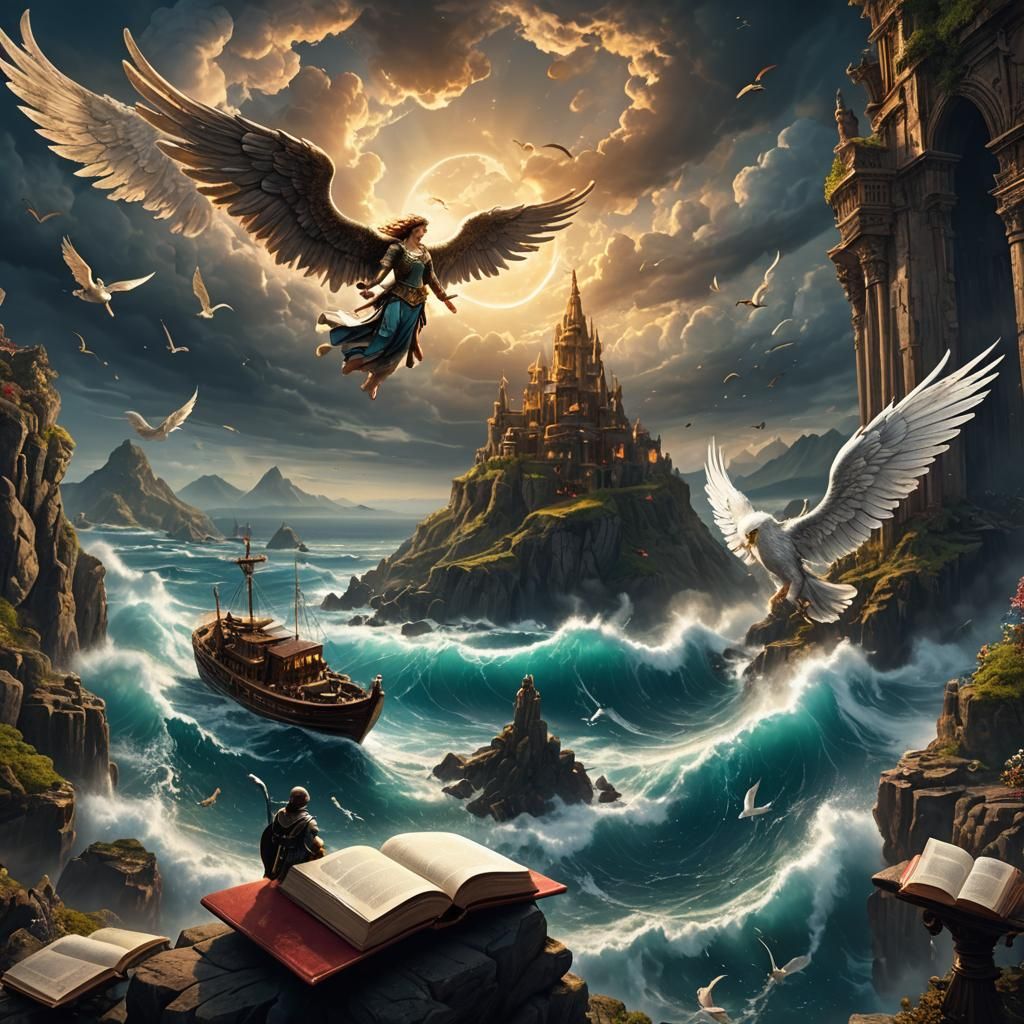 Angel with Open Book: Fantasy Concept Art