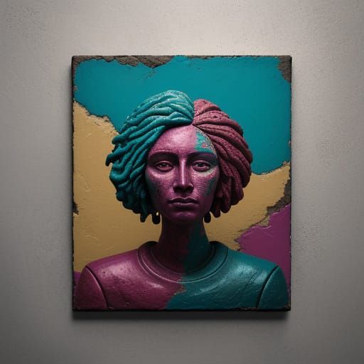 Abstract Clay Bust in Surreal Painterly Style