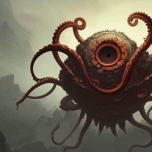 Hyperdetailed Beholder in Dark Fantasy Style