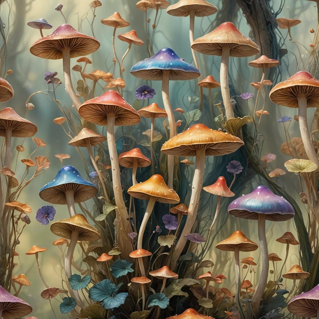 Delicate Fairy Mushroom with Ethereal Glow